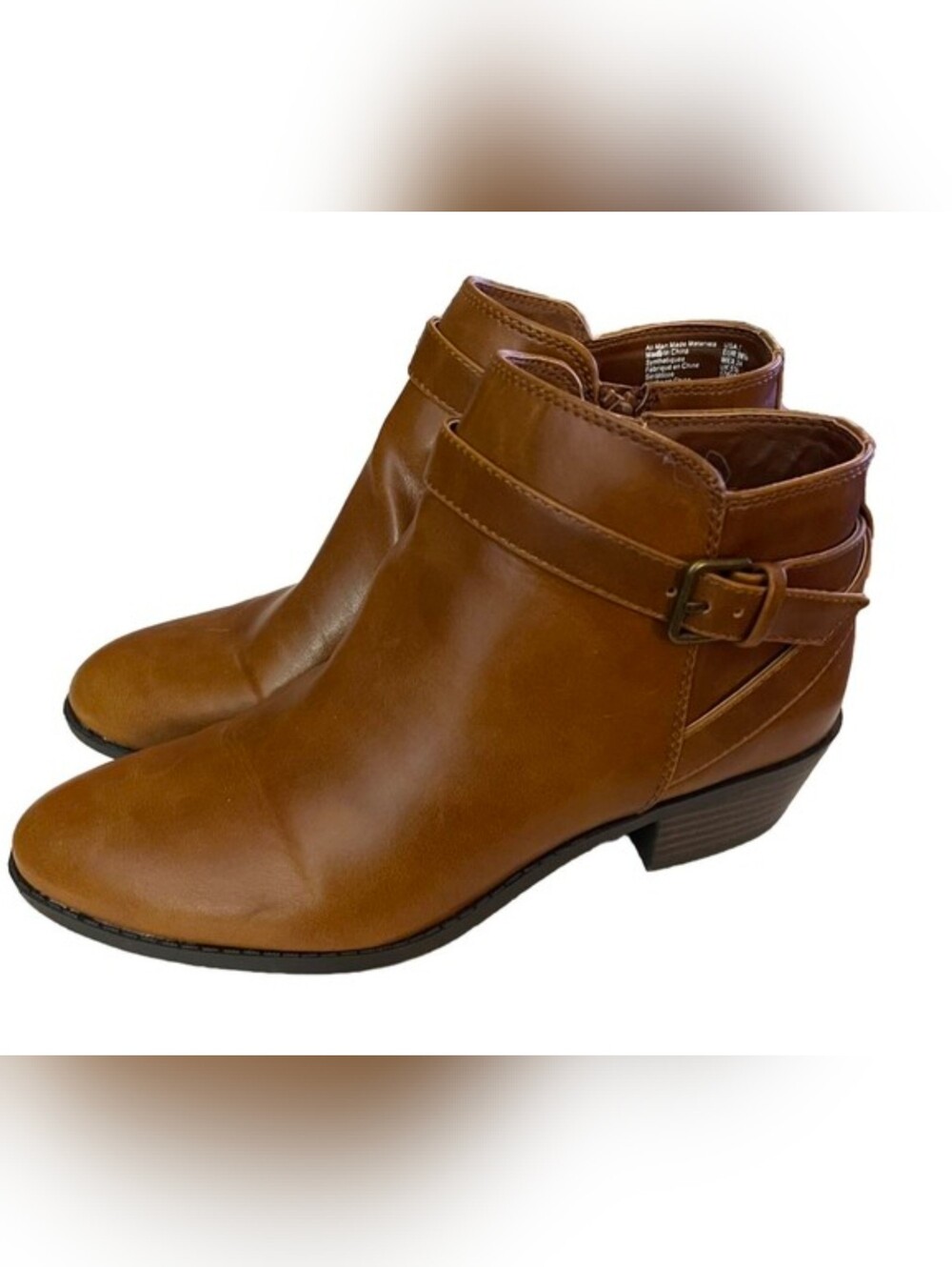 American Eagle AE 12W Women's Tan Ankle Boot with Buckle Detail
